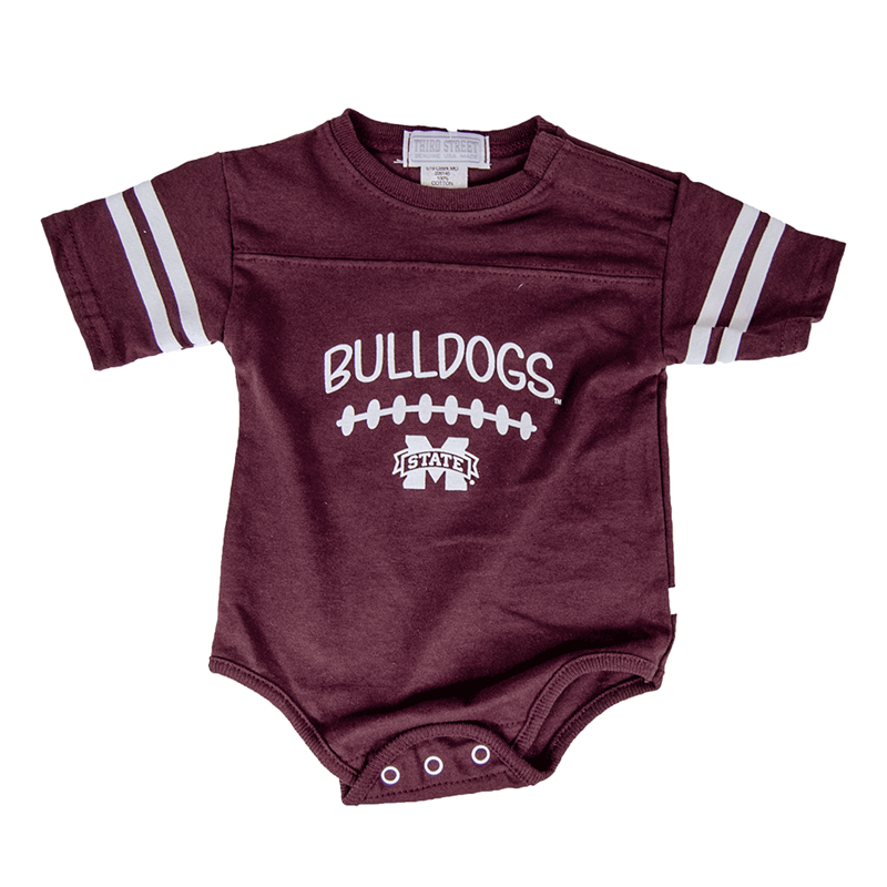Baby ONESIE YOKD Diaper SHIRT  Bulldogs Football LACE M-State STRP Silver
