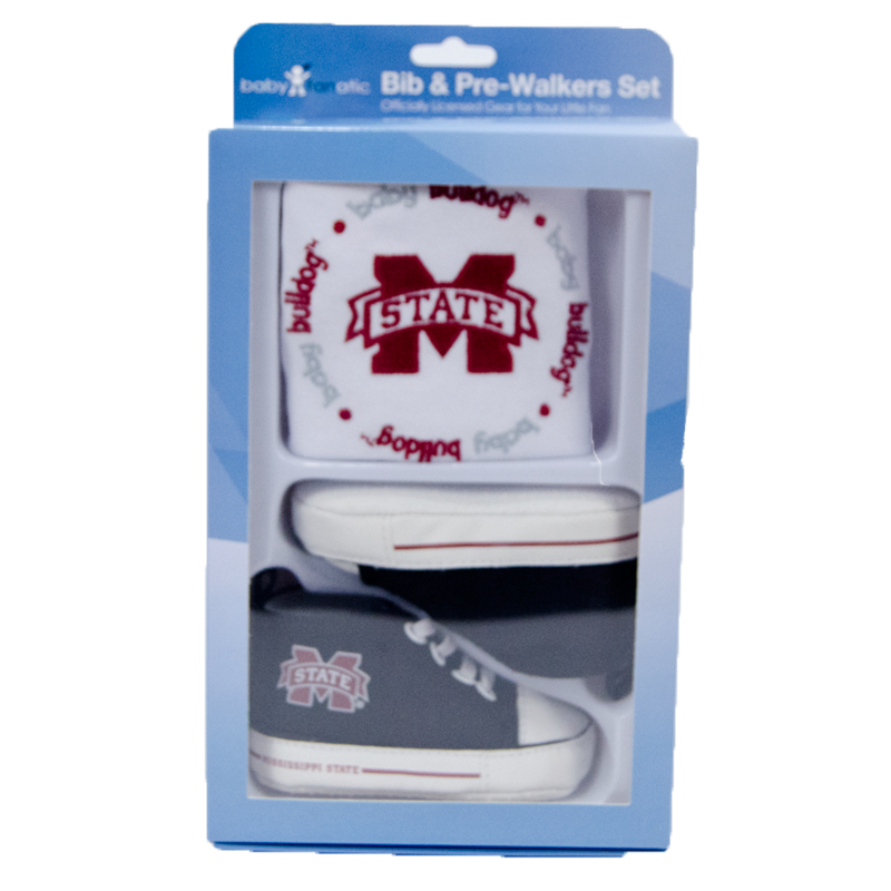 Masterpieces Puzzle Co / Baby Fanatic Baby Pre Walkr Shoe Bib Set M-State Baby Bulldog Mississippi State