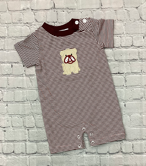Baby Boy Romper Striped Bulldog Applique
