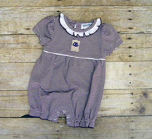 Baby Romper Girls  Striped Bulldog Applique
