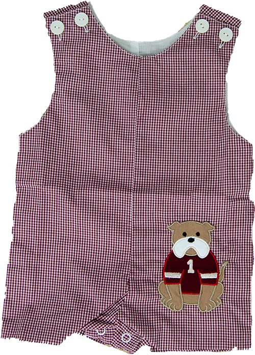 Baby SHORTTALL Gingham Applique STNG Bulldog
