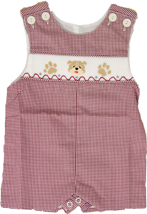 Baby SHORTTALL Smocked Gingham BulldogHooded PAWS