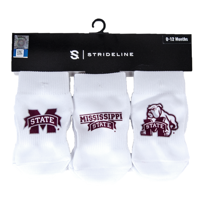 Strideline, L Baby Sock 3Pk M-State Wrdmk Standing Bulldog