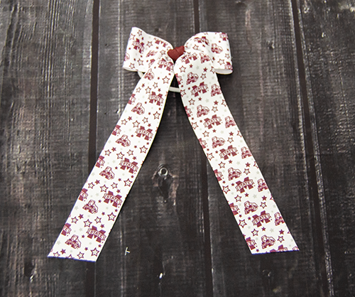 Wee Ones L Bow Hair Knot Maroon College Star Prnt W Streamers Standing Bulldog M-State