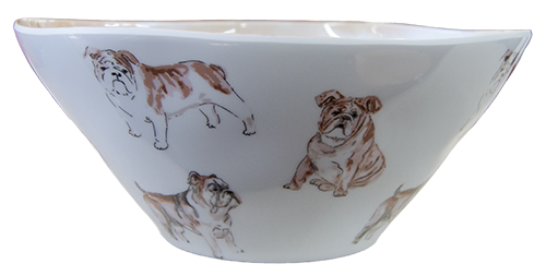 Melamine Bowl Bulldog Face Inside