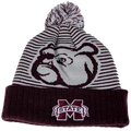 Top Of The World Cap Beanie Cued Knit Line Up Strp Bulldog Hooded M-State Pom Pom