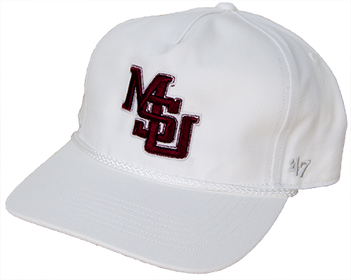 47 Brand Cap Baseball White Hitch Rope Bill MSU Interlock