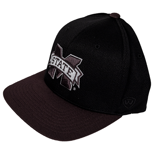 Top Of The World Cap Baseball Reflex Med 2Tn M-State Emblem  Bulldoghooded  Bulldogs Emblem Black W Maroon Bill