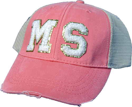 Melanie Bell Cap Trucker MS Looped Stitch Glitter Mesh Distressed Bill