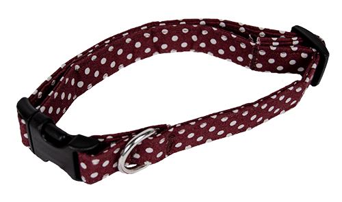 Dog Collar World Dog Collar Lg Maroon Polka Dot