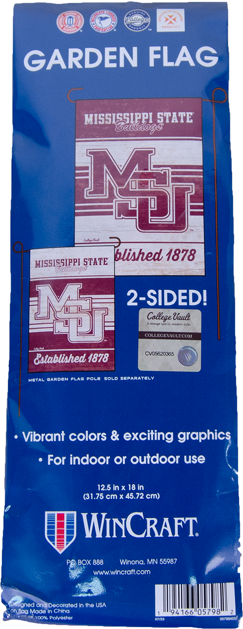 Wincraft Inc. / Stockdale Technologies Flag Grdn 12X18 2Sd Inv Colors Mississippi State Bulldogs MSU Interlocked Stripes