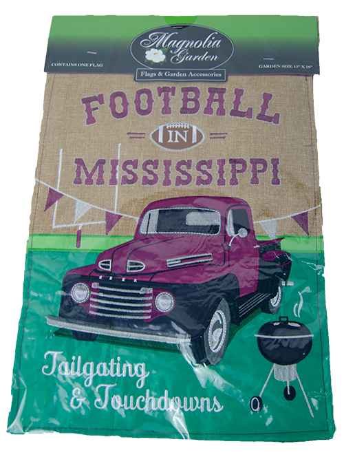 Magnetnolia Garden / Dicksons, Inc. Flag Grdn Burlp Truck Football In MS Ds Dbl Applique