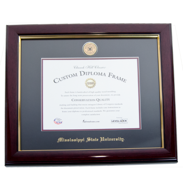Church Hill Classics Diploma Frame Gold Trim Cherry With Gold Medallion