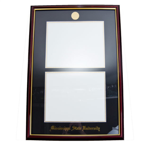 University Frames, Inc. Diploma Frame Double Petite Mahogany Gold Medallion