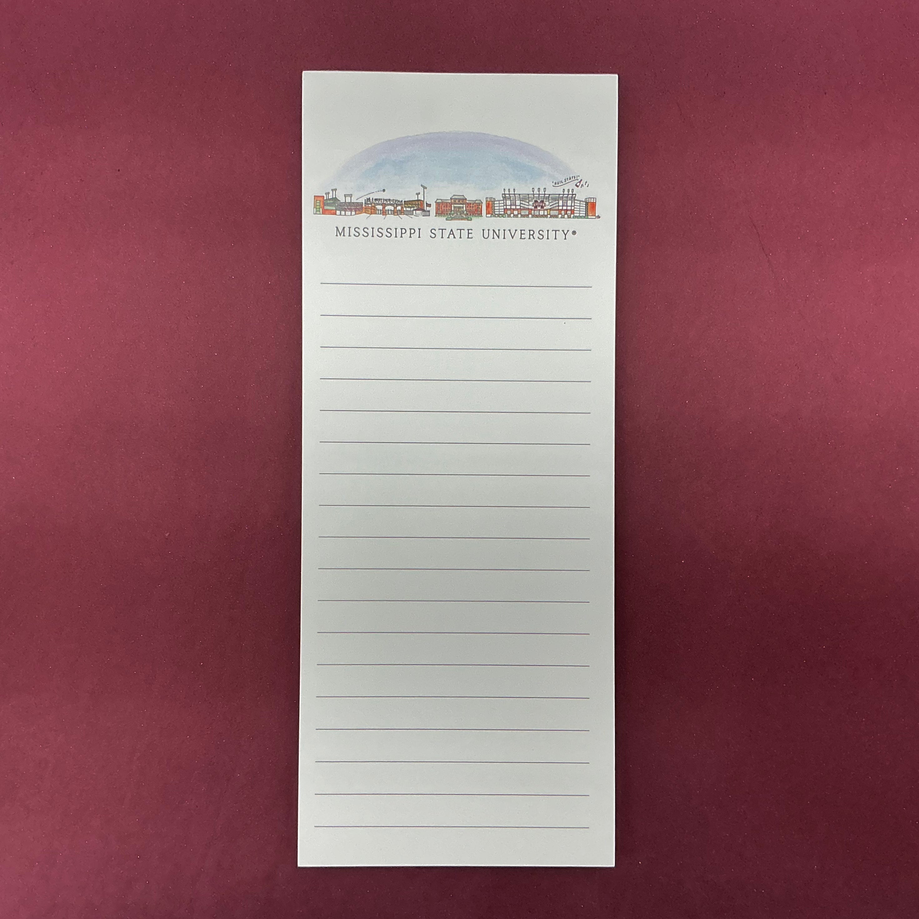 Mississippi State Skyline Notepad 3.5”x8.5”