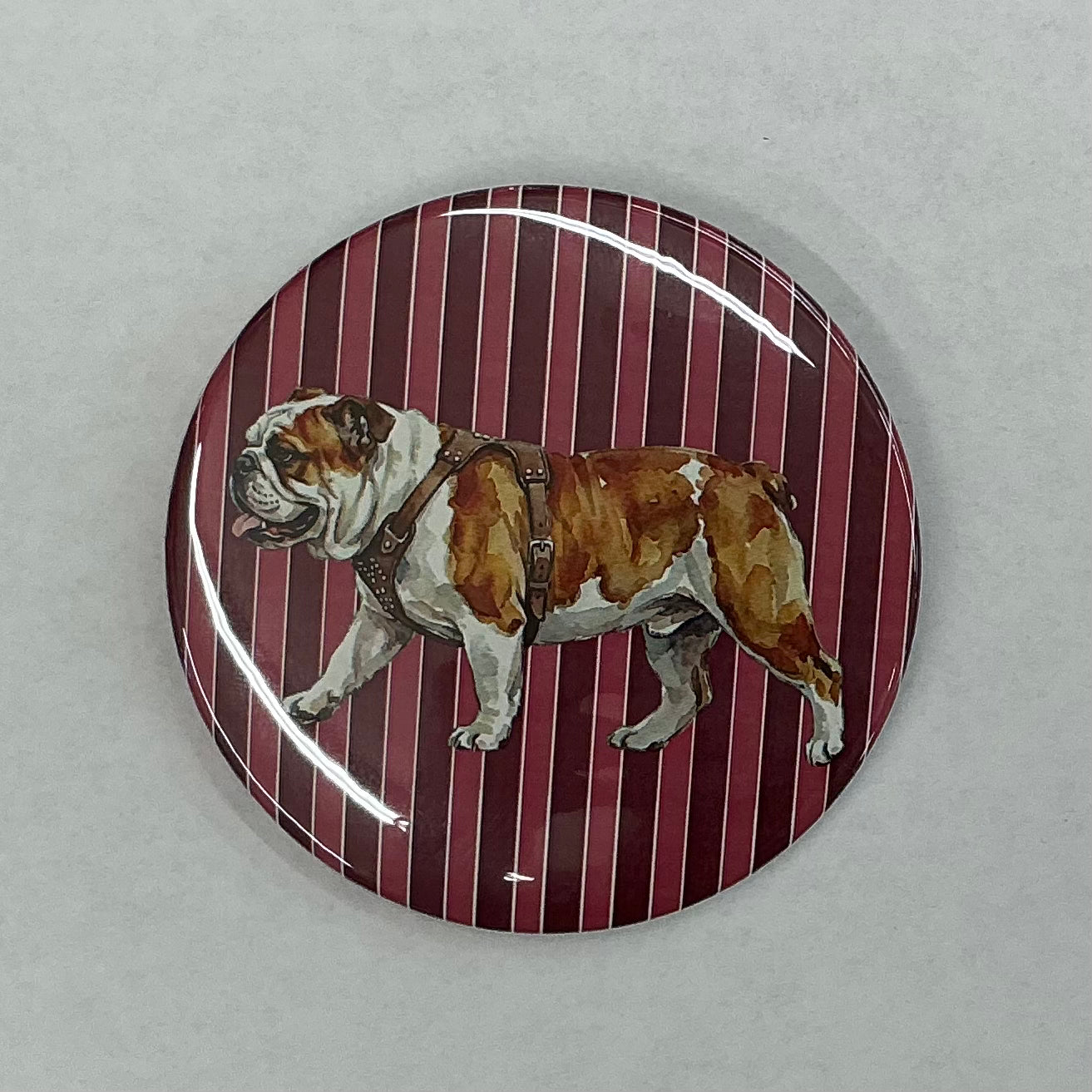 Cute As A Button Button Live Bully Pink & Maroon Stripes