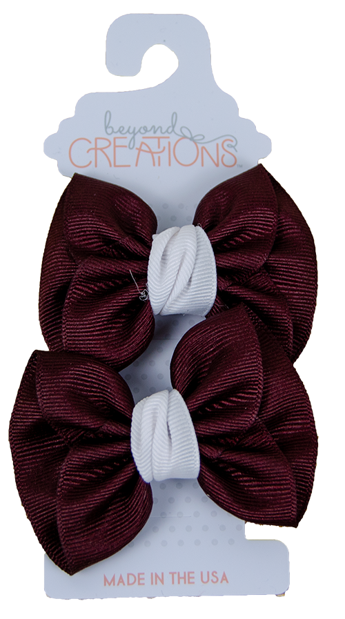 Beyond Creations Hair Bow 2Pk Mini Anne Mrn Grosgn White Knot