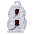 Beyond Creations Hair Bow 2Pk Mini Gros White W Maroon Knot