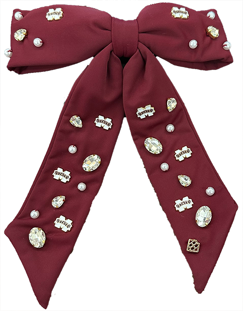 Brianna Cannon Hair Bow Barrette Rhinestones Pearlong Sleeve Lapel Pins M-State Logo