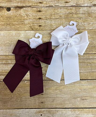 Hair Bow Flat 6" Grosgn Dbl On Clip Streamers