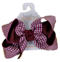 Beyond Creations Hair Bow Lg Layrd Gingham Mrn Knot