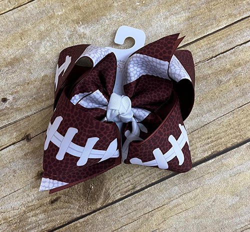 Beyond Creations Hair Bow Xl Crisscrossed Bwn White Football Laces