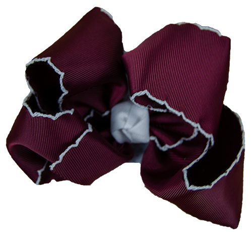 Beyond Creations Hair Bow Xl Crocodilehet White Trim Mrn Grosgn Knot