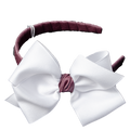 Beyond Creations Hair Hooded Band Hard White W/ Maroon Knot