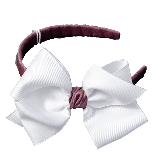 Beyond Creations Hair Hooded Band Hard White W/ Maroon Knot