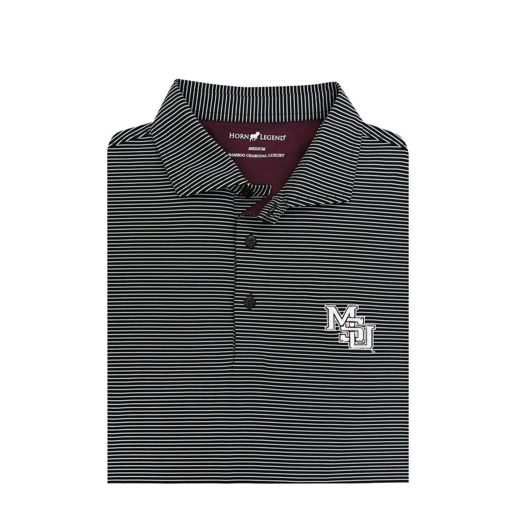 Horn Legend Men's Performance Stretch Polo Stripe MSU Interlock