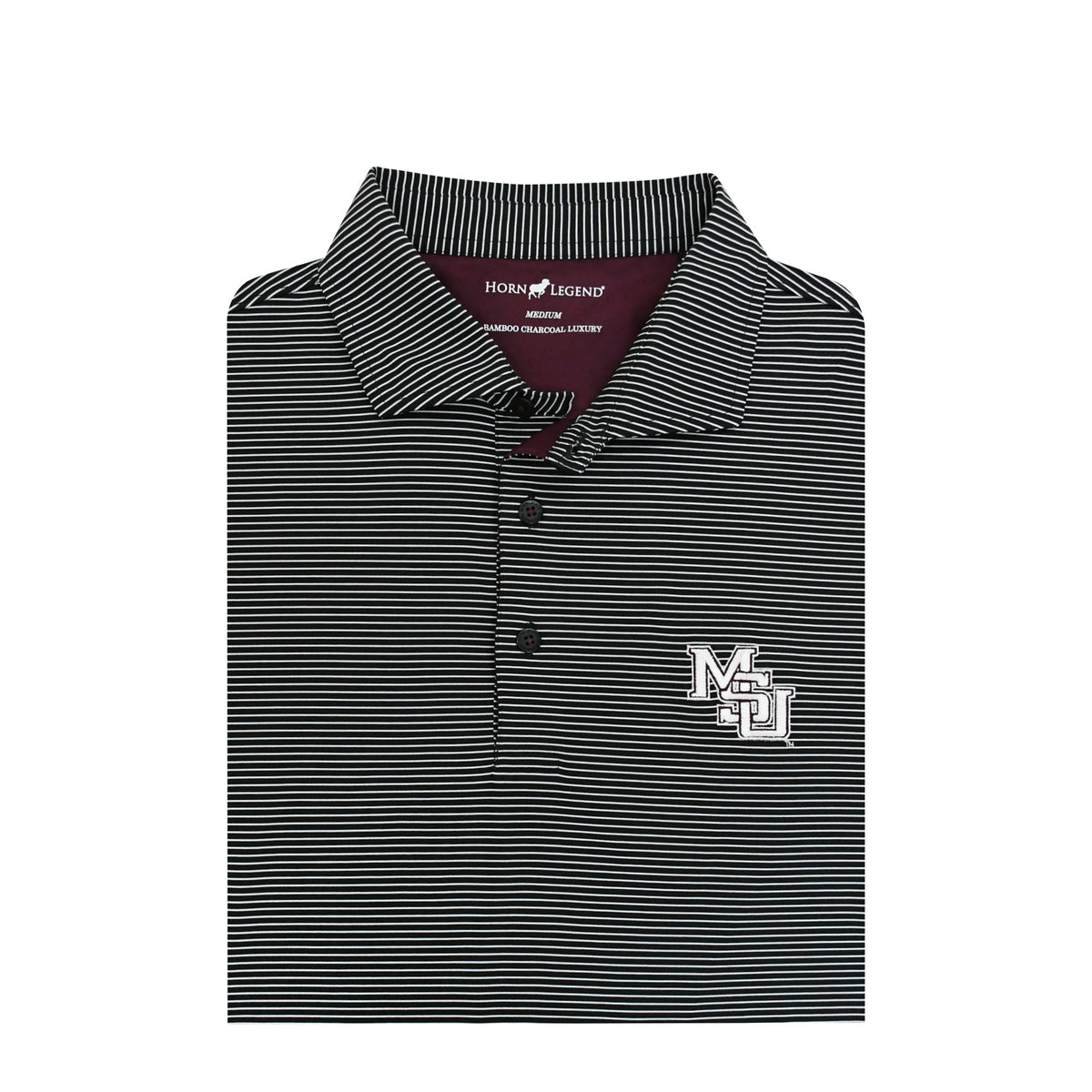 Horn Legend Men's Performance Stretch Polo Stripe MSU Interlock