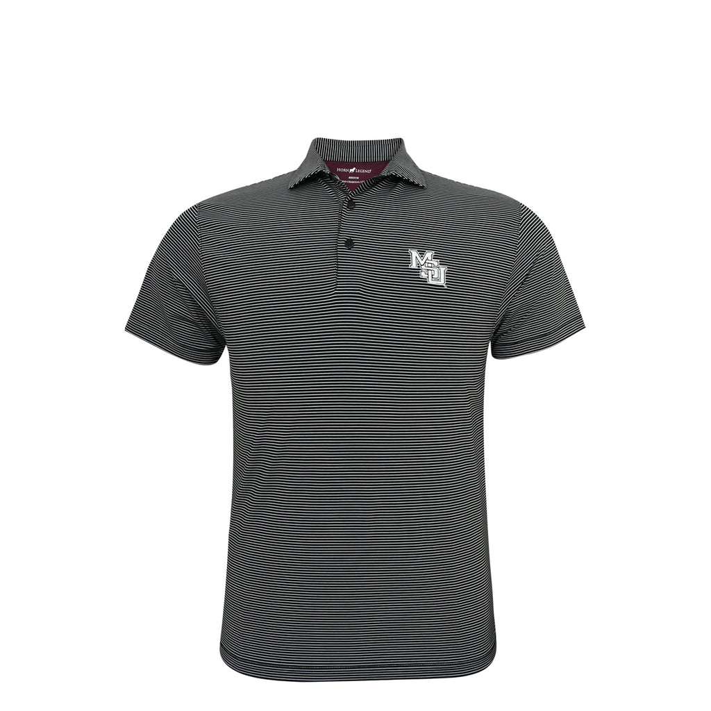 Horn Legend Men's Performance Stretch Polo Stripe MSU Interlock