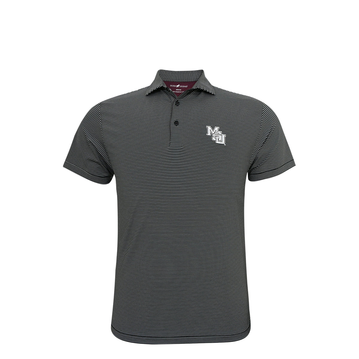 Horn Legend Men's Performance Stretch Polo Stripe MSU Interlock