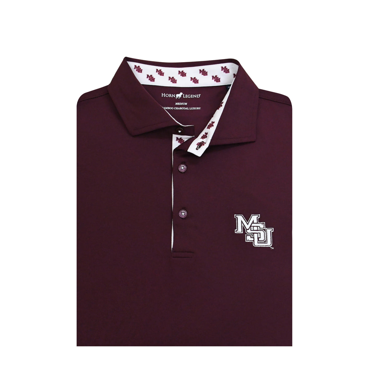 Horn Legend Men's Bamboo Charcoal Custom Trimmed Polo  MSU Interlock