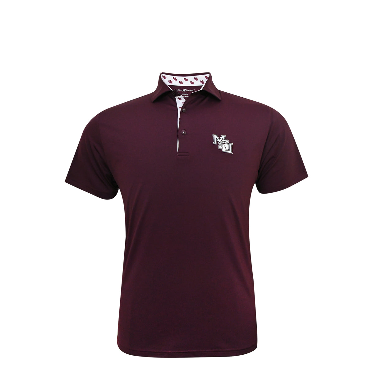 Horn Legend Men's Bamboo Charcoal Custom Trimmed Polo  MSU Interlock
