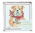 Handpainted Coaster Square Reversible Bulldog with Scarf