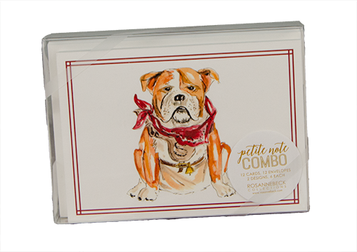 Handpainted Notecards Combo Petite Bulldog with Scarf