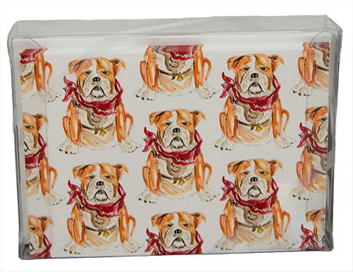 Handpainted Notecards Combo Petite Bulldog with Scarf