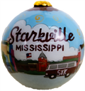 University Screenprint/Bully Bell Home Orn Glasss Scene Starkville Main Street
