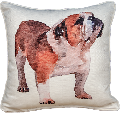 Pillow Little Birdie Standing Bulldog With Piping
