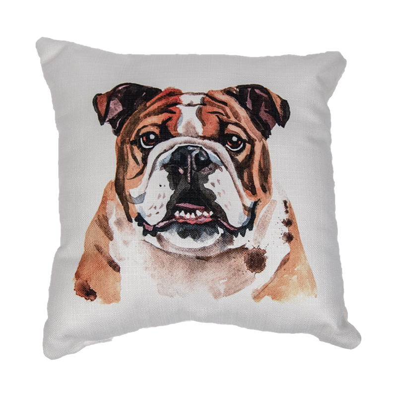Pillow Little Birdie Watercolor Bulldog Head