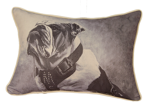 Pillow Little Birdie Dak The Bulldog With Piping Grey