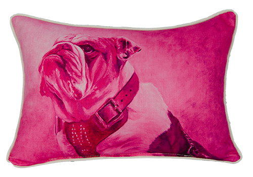 Pillow Little Birdie Dak The Bulldog With Piping Pink
