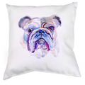 Pillow Little Birdie Linen Watercolor Bulldog Head