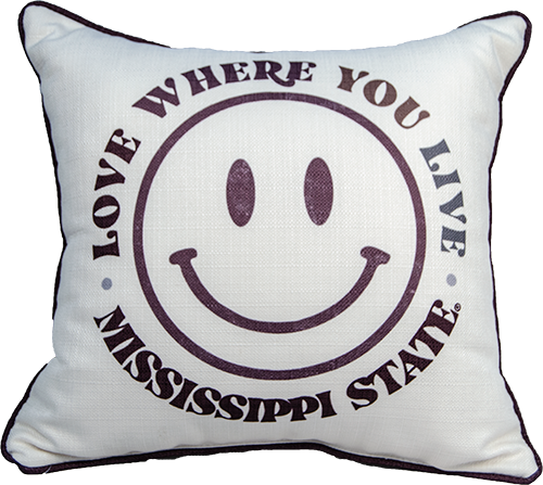 Pillow Little Birdie "Love Where You Live" Smiley Face With Piping