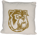 Pillow Gold Stencil Bulldog Head With Piping