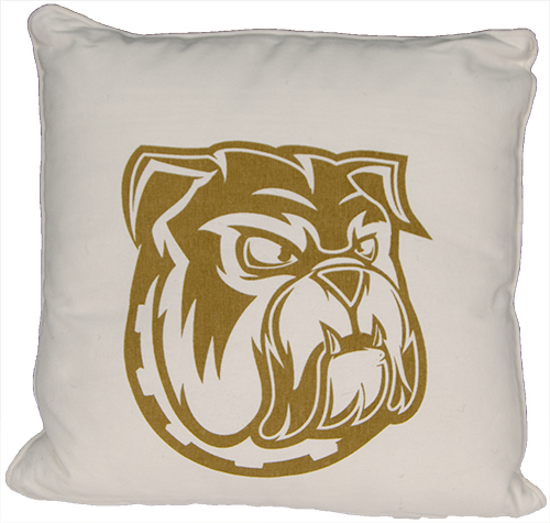Pillow Gold Stencil Bulldog Head With Piping
