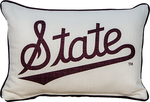 Pillow Little Birdie Script State With Piping