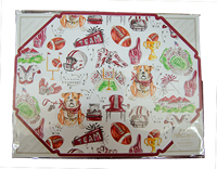 Handpainted Placemat 10 Pack Posh Die-Cut Bulldog with Scarf
