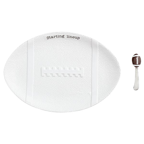 Platter Ceramic Starting Lineup Oval with Football Handle Spreader